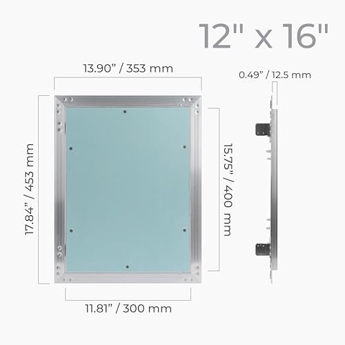 12" x 16" Drywall Access Panel – Aluminum Frame Gypsum Hatch Access Panel for Drywall - Ceiling Inspection Door – Wall Access Panel for Plumbing, Electrical, Utility & Ventilation Access - size: 12 x 16