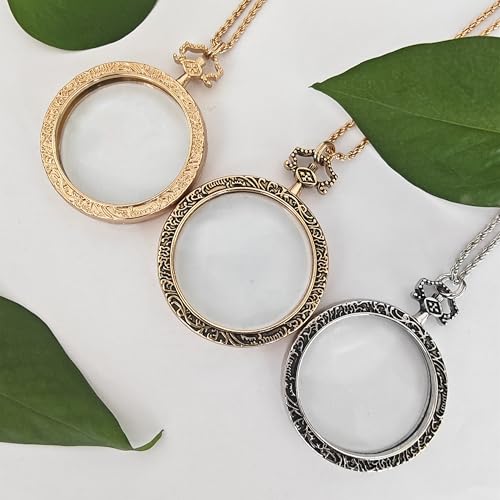 YYHSND 10X Magnifying Glass Necklace Magnifier Necklace Pendant Optical Magnifier with Chain Necklace for Library, Reading, Zooming and Jewelry (Pure Gold) - color: Pure Gold