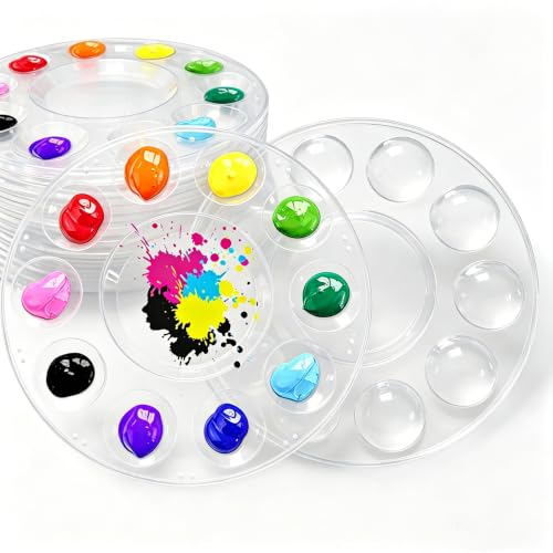 28Ps Clear Paint Tray Palettes Plastic for Kids to Put Cupcake,Art Painting - color: 28pcs-clear