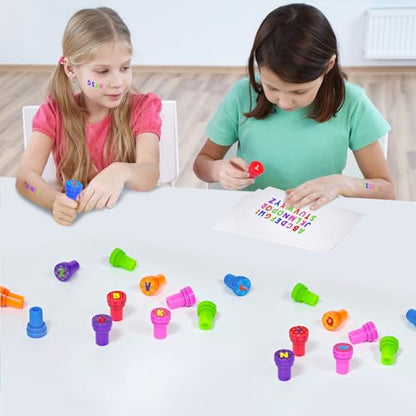 Cinrobiye 24 Pcs Alphabet Stampers Party Favor Set, Cute ABC Letter Stamps for Kids Early Learning, Classroom Rewards, Educational Phonics Toys, Goody Bag Fillers, Preschool Learning Supplies - color: Alphabet2