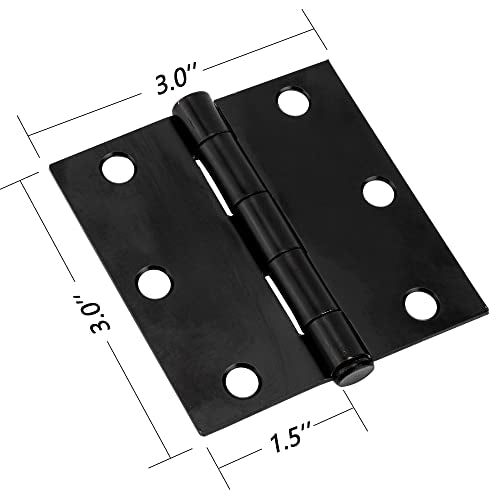 Zion 3 Inches Matte Black Door Hinges - Heavy Duty Square Hinges for Hollow Core Interior Doors - 3 X 3 Black Door Hardware - 2 Pack - size: 2 Pack