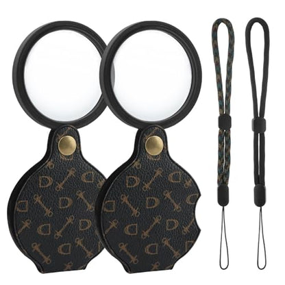 2PCS 15X Small Pocket Magnifying Lenses Glass, Mini Pocket Magnifier Folding Magnify Glass with Rotating Protective Holster for Reading Inspection Coin Jewelry or Exploring