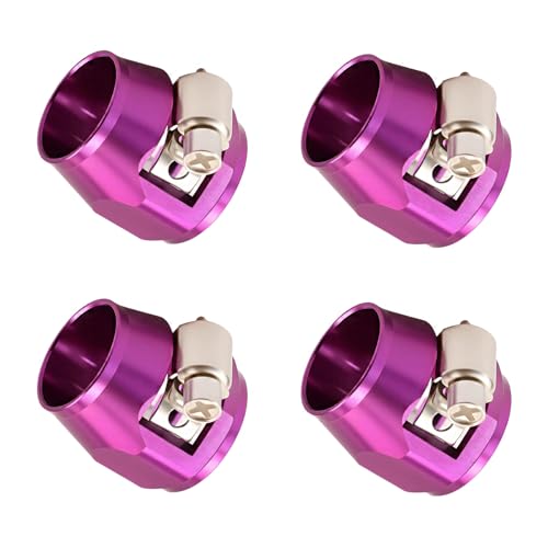 Aluminum Hose End Finisher Clamp, Universal Fit, Red Chrome Finish, 4pcs Set for Stainless Steel and Rubber Hoses, Model (Purple, 8AN) - color: Purple, size: 8AN