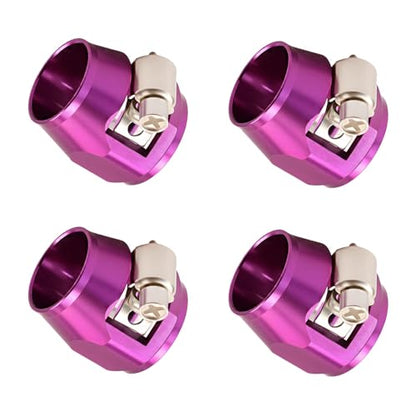 Aluminum Hose End Finisher Clamp, Universal Fit, Red Chrome Finish, 4pcs Set for Stainless Steel and Rubber Hoses, Model (Purple, 8AN) - color: Purple, size: 8AN
