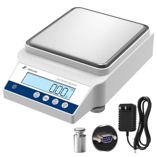 Digital Lab Scale 5000x0.01g High Precision Digital Scale with RS232 Port & 17 Units, Chemistry Scale Scientific Scale Jewelry Scale for Gold Powder Laboratory Kitchen LCD Display 500g Weight - size: 5000g/0.01g with RS232 / 500g Calibration Weights