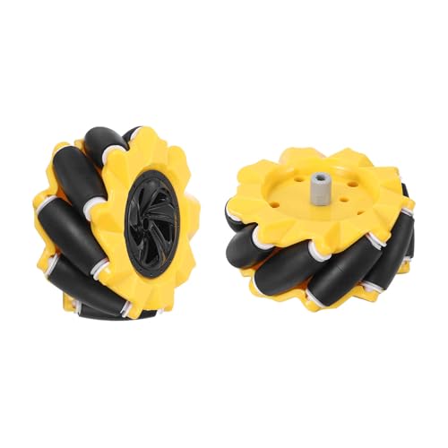 MECCANIXITY 2Pack Mecanum Wheels Set, 80mm / 3.15 ABS Rubber left Omnidirectional Wheels for Smart Robot Car Parts DIY Models Accessories, Yellow - size: 80mm / 3.15"