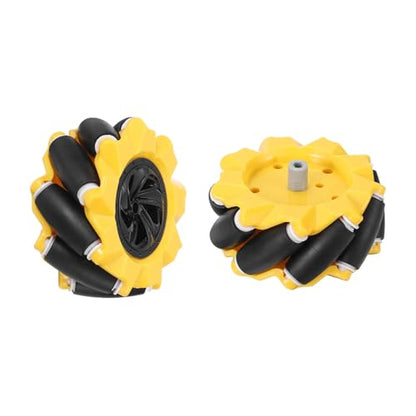 MECCANIXITY 2Pack Mecanum Wheels Set, 80mm / 3.15 ABS Rubber left Omnidirectional Wheels for Smart Robot Car Parts DIY Models Accessories, Yellow - size: 80mm / 3.15"