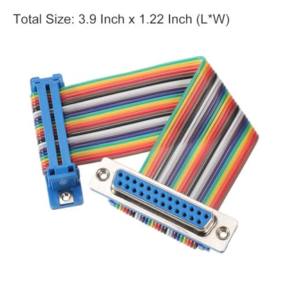 MECCANIXITY IDC Rainbow Wire Flat Ribbon Cable DB25 Female to DB25 Female 3.9 Inch Length 2.54mm Pitch Breadboard Jumper Wires for Electronic Projects - size: 3.9 Inch, style: DB25 Female to DB25 Female