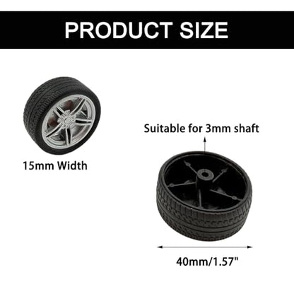 12PCS Toy Wheel RC Car Rubber Tire Wheel with Round Rod Shaft Axles for RC Car Truck Robot Boat Helicopter DIY Model Toy Building Project (3x40mm) - style: 3x40mm