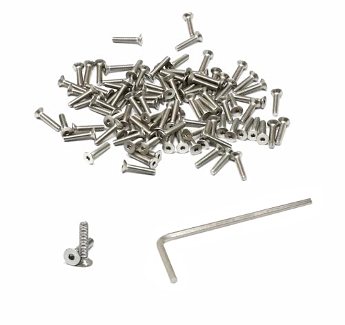 iexcell 100 Pcs M2.5 x 12mm Thread Pitch 0.45 mm Stainless Steel 304 Hex Socket Flat Head Cap Screws Bolts Kit - size: M2.5 x 12mm