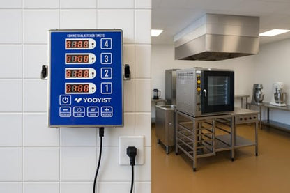 Commercial Kitchen Timer 4 Channel Digital Loud Alarm Cook Timer - color: Blue