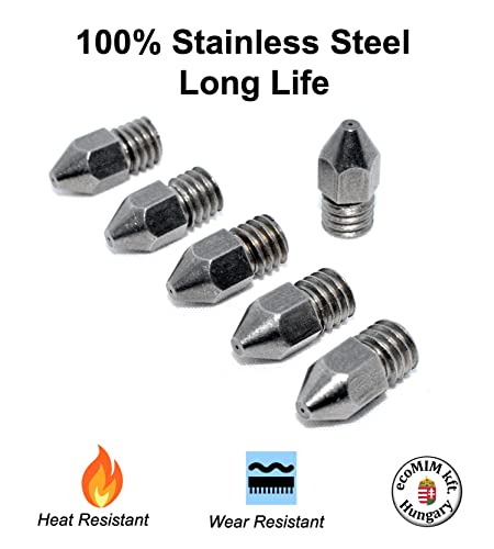 0.4mm 3D Printer Nozzles Wear Resistant Stainless Steel Count of 6 (0.4mm)