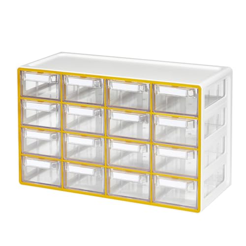 Blue Ginkgo 16-Drawer Storage Cabinet Organizer, Yellow, Made in Korea - color: YELLOW, size: 16 Drawer