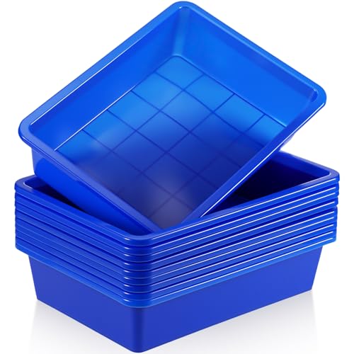 Hoteam 10 Pack Flat Bins Paper Trays,Blue,13.78 X 9.84 X 3.15 Inch - color: Blue, size: 13.78 x 9.84 x 3.15 Inch