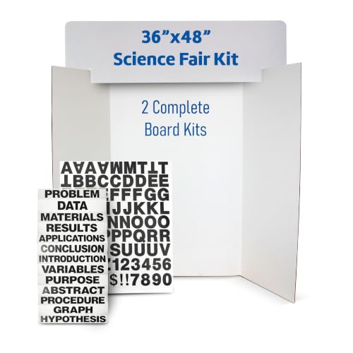 Flipside Products 36" x 48" Project Board Kit, 2 Pack, Science Fair Display Boards with Headers, Titles & Punch-Out Letters, Large Tri-Fold Boards for School Projects, Classroom Displays & Events