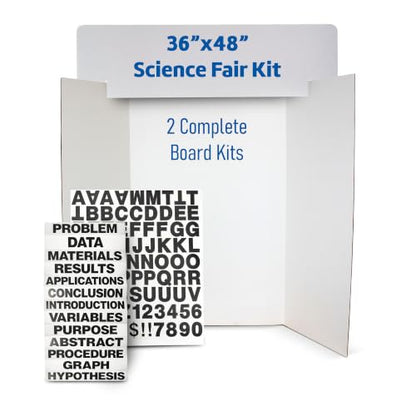 Flipside Products 36" x 48" Project Board Kit, 2 Pack, Science Fair Display Boards with Headers, Titles & Punch-Out Letters, Large Tri-Fold Boards for School Projects, Classroom Displays & Events