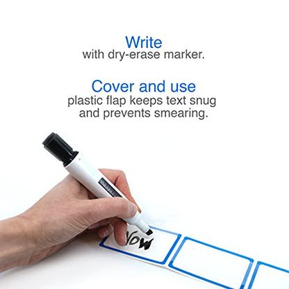 ChromaLabel Dry Erase Labels, 2 x 3 Inch Removable, 50/Roll - size: 2" x 3", style: With Protective Flap
