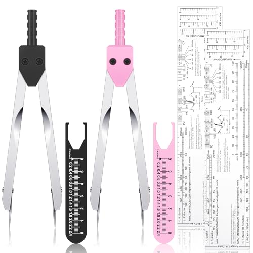2 Pack Ekg Caliper Ruler Set Medical Measuring Tool Set, Black and Pink - color: Black and Pink