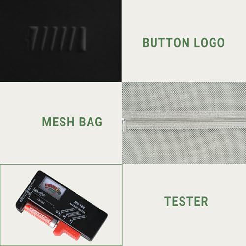 Battery Organizer Storage Case with Tester,88 Slot for AAA AA Button Cells - color: 88-Slots (Black)