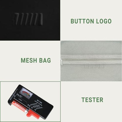 Battery Organizer Storage Case with Tester,88 Slot for AAA AA Button Cells - color: 88-Slots (Black)
