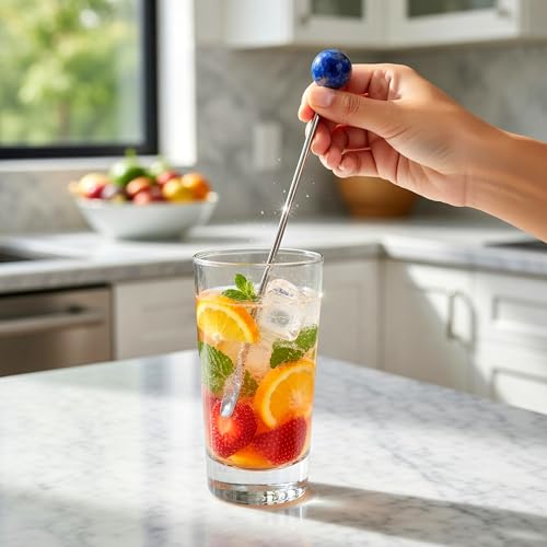 Homestia 6 Pcs 7.5'' Metal Stir Sticks, Colorful Gemstone Cocktail Stirrers - color: Natural Gemstone Series
