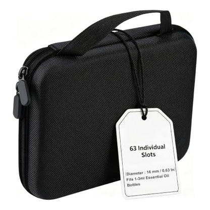 63 Slots Essential Oil Carrying Case, 1-3ml vial portable Essential Oil Storage Bag Case Box, Hard EVA Shell Impact and Leak Proof Large Capacity Organizer with Carrying Handle (Black) - color: Black