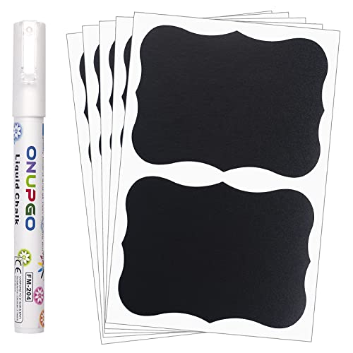 ONUPGO Chalkboard Labels (48 Pack), 4" x 3" Reusable Blackboard Stickers, Waterproof Chalkboard Sticker for Jars, Parties Decoration, Craft Rooms, Weddings, Storage, Organize Your Home & Kitchen - size: 4" x 3", style: 48 Pack Wavy Shape