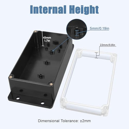 Junction Box with Clear Cover IP65 Waterproof ABS Plastic Universal Project Box with Fixed Ear, Black 6.2"x 3.5"x 2.5"(158x90x64mm)(Pack of 2) - color: 2 packs, size: 6.2"x 3.5"x 2.5"