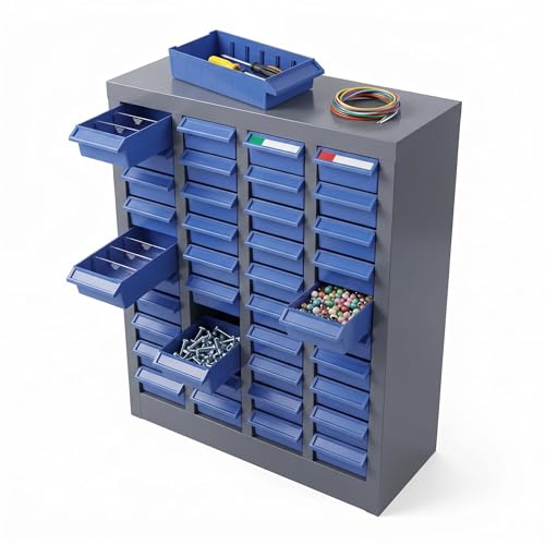 Parts Storage Cabinet for Garage, Metal Organizer for Nuts and Bolts, 40-Drawer Steel Cabinet with ABS Dividers and Alloy Steel Frame for Workshop Office Home Classroom Storage