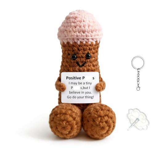 Emotional Support Crochet Doll, Positive Handmade Desktop Ornament - color: Brown Apen