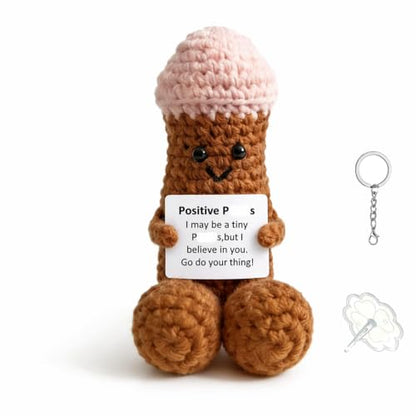 Emotional Support Crochet Doll, Positive Handmade Desktop Ornament - color: Brown Apen