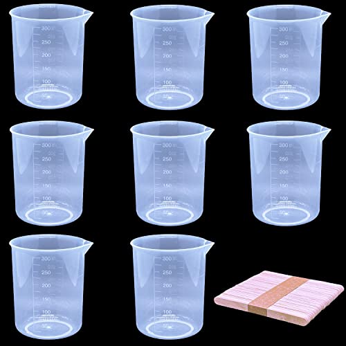 9 Pack Plastic Beakers, 300ml/10.1oz Epoxy Mixing Cups