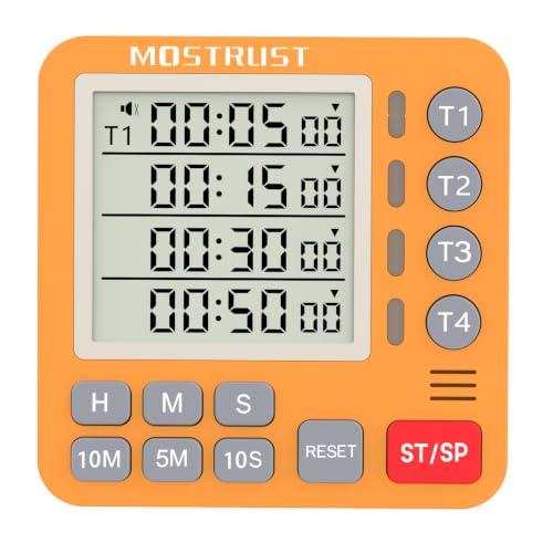Digital Dual Kitchen Timer, Multiple Channels Countdown Timer - color: Orange
