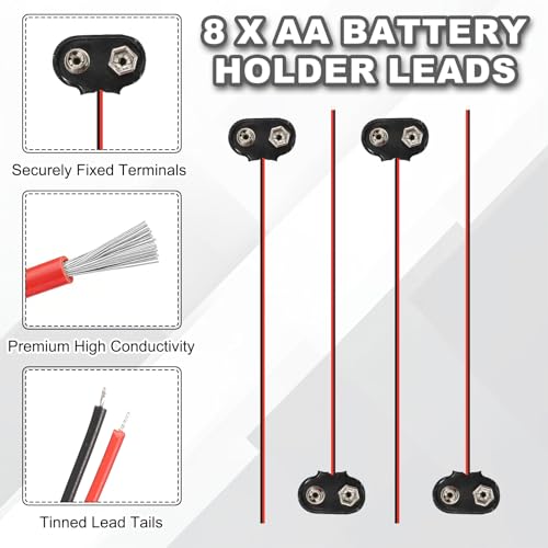MECCANIXITY 4Pcs 8 x 1.5V AA Battery Holder with 9V T Type Snap Connector