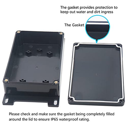 Junction Box, Zulkit Project Box Waterproof Dustproof IP65 ABS Universal Electrical Boxes Enclosure with Fixed Ear Black 5.91 x 3.94 x 1.73 inch (150 x 100 x 44 mm)(Pack of 1) - size: 5.91" x 3.94" x 1.73"(Pack of 1)