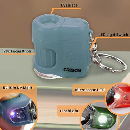 Carson MicroMini 20x LED Lighted Pocket Microscope Keychain - color: Blue