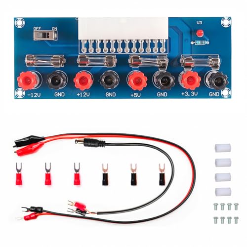 24 Pin ATX Power Supply Breakout Adapter Module Desktop Computer Chassis Testing PC Power Supply ATX Transfer Electrical Board 12V 5V 3.3V