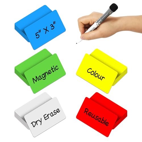 Dry Erase Magnetic Labels 5x3 in, Magnetic Dry Erase Labels 40 Pack - color: Multicolored, size: 5 x 3 Inch