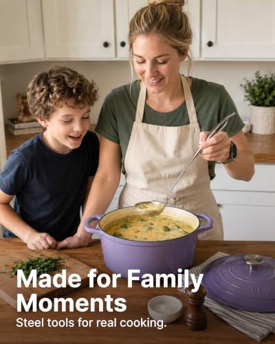 Zulay Kitchen Stainless Steel Soup Ladle - 13” Large Ladle for Soups, Stews & Sauces - Durable, Heat-Resistant, Rust-Proof & Dishwasher Safe Kitchen Utensil with Ergonomic Handle - size: Steel Ladle