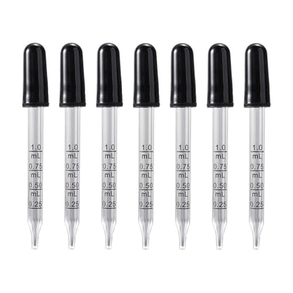 7Pcs Glass Scale Dropper Rubber Head Scale Pipette Dropper Essential Oil Bottle Straw Multi-purpose Droppers for School Home - size: Straight