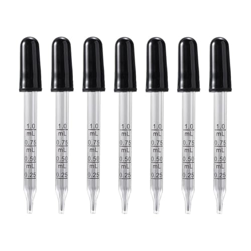 7Pcs Glass Scale Dropper Rubber Head Scale Pipette Dropper Essential Oil Bottle Straw Multi-purpose Droppers for School Home - size: Straight