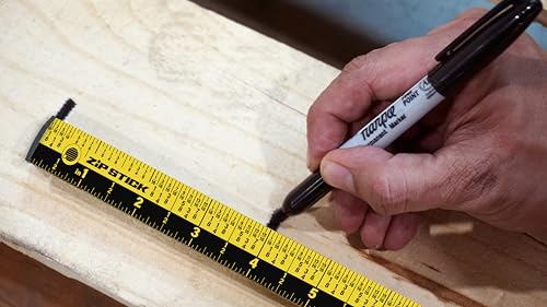 Zip Stick 36" Magnetic Measuring Tool, Compact Dual Scale Ruler, Yellow