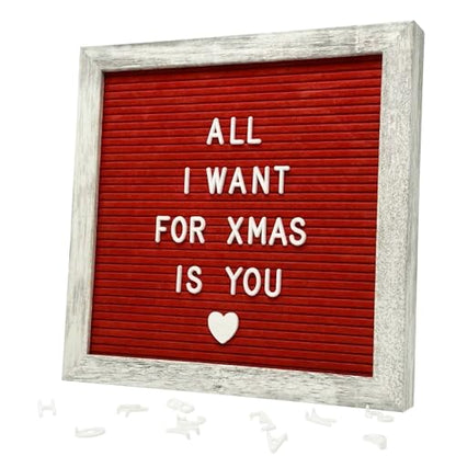 Rustic Red Felt Letter Board Sign, 10x10 Inch with Display Stand - color: Rustic Red