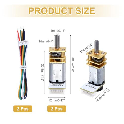 MECCANIXITY 100RPM Micro Gear Motor with Encoder N20 DC6V Gearbox 2pcs - style: 100RPM