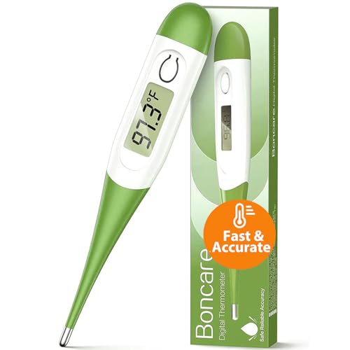 Boncare 10 Seconds Oral Thermometer for Adults and Kids, Green - color: Green