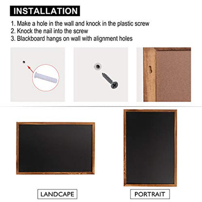 Rustic Wood Framed Magnetic Chalkboard 24 x 36, Large Hanging Chalk Board Sign for Kids, Non-Porous Wall Blackboard for Wedding Kitchen Restaurant Menu and Home with 4 Unique Magnets, Brown - color: Brown