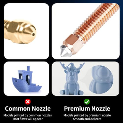 Creality K1C Nozzle, Original Ender 3 V3 SE Hotend Nozzle with Titanium Alloy Heat Break, Copper Alloy, Hardened Steel for Creality K1 SE/K1/K1 Max/Ender 3 V3 Plus/3 V3/3 V3 KE 3D Printers(0.4mm 4PCS) - size: 0.4mm*4