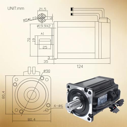 RATTMMOTOR YPMC-1000W 220V Servo Motor (Without Brake)+Servo Motor Driver