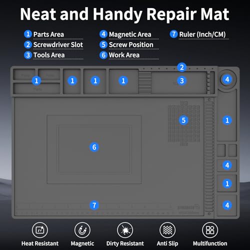 STREBITO Soldering Electronics Repair Mat, Magnetic Work Mat 17.7''x 11.8''