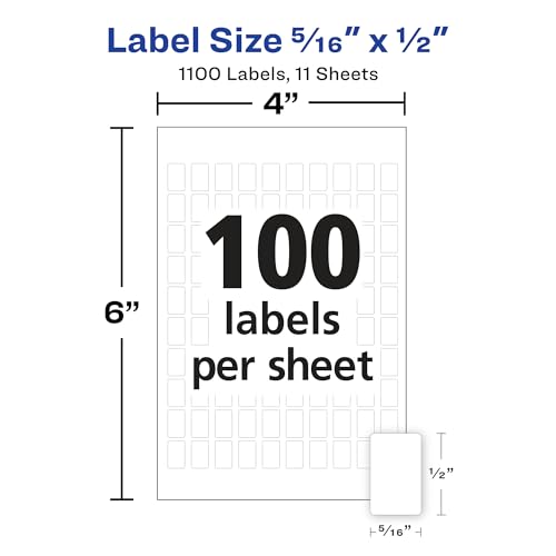 Avery Multi-Use Removable Labels, 5/16" x 1/2", White, Non-Printable, 1,100 Blank Labels Total (5412) - style: 1,100 labels